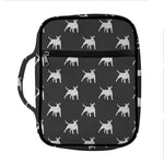 Black Bull Terrier Pattern Print Front Pocket Bible Bag