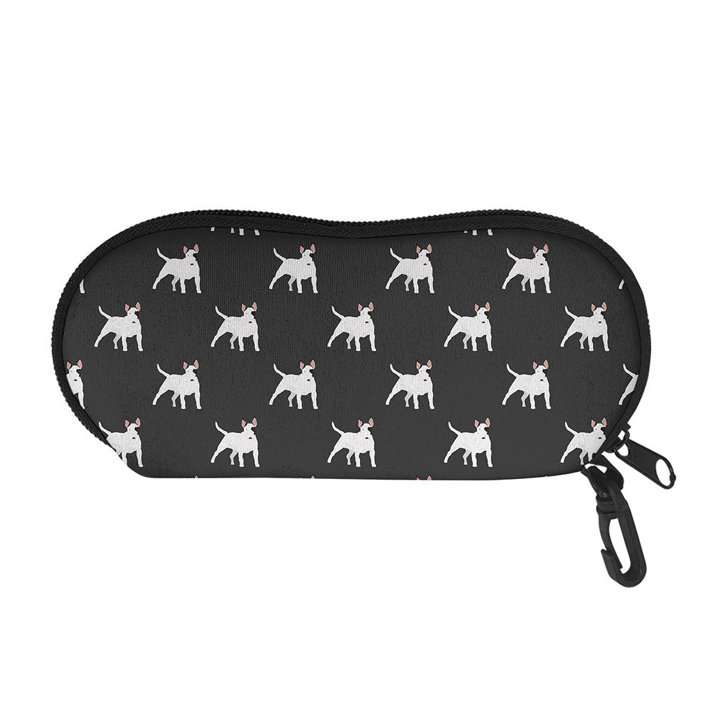 Black Bull Terrier Pattern Print Glasses Case