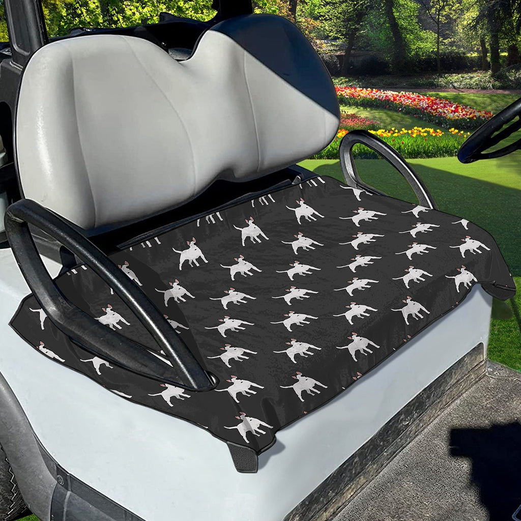Black Bull Terrier Pattern Print Golf Cart Seat Cover