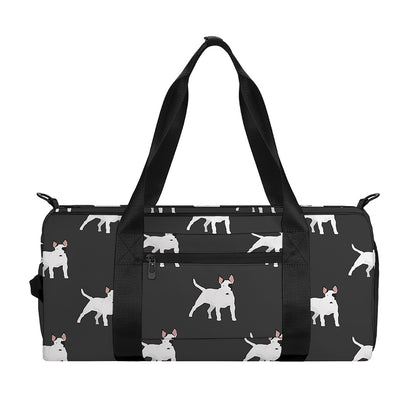 Black Bull Terrier Pattern Print Gym Bag