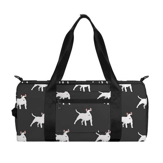 Black Bull Terrier Pattern Print Gym Bag