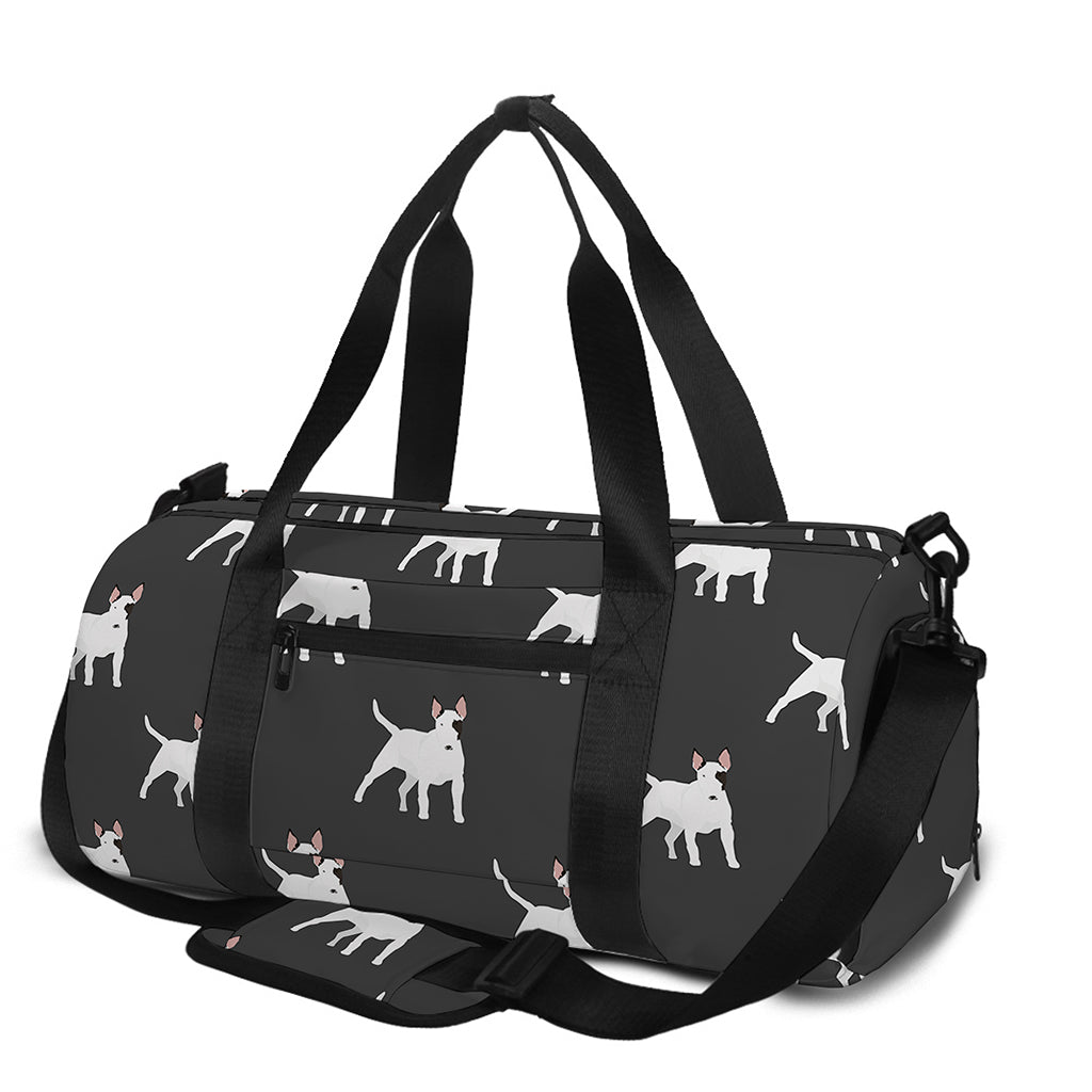 Black Bull Terrier Pattern Print Gym Bag