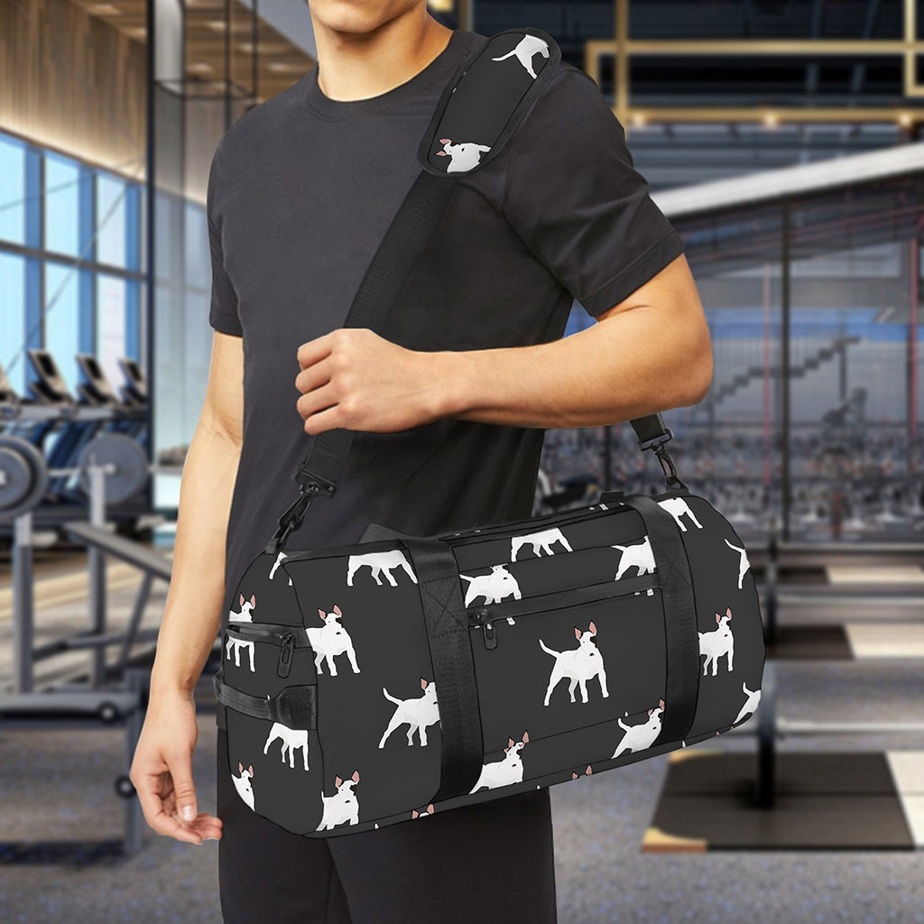Black Bull Terrier Pattern Print Gym Bag