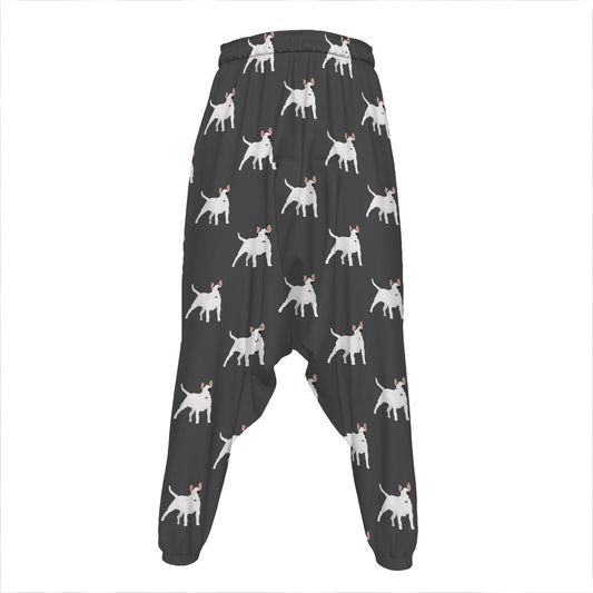 Black Bull Terrier Pattern Print Hammer Pants