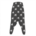 Black Bull Terrier Pattern Print Hammer Pants