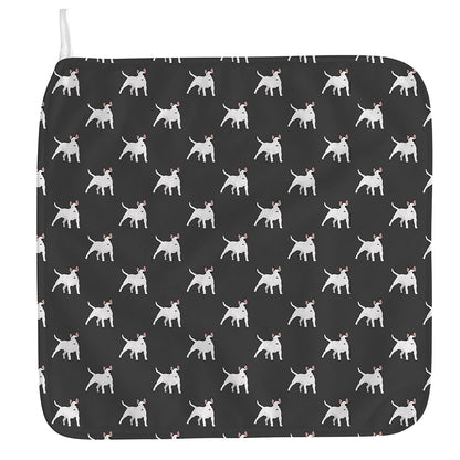 Black Bull Terrier Pattern Print Hand Towel