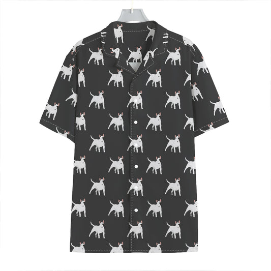 Black Bull Terrier Pattern Print Hawaiian Shirt