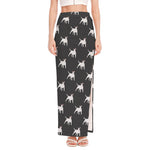 Black Bull Terrier Pattern Print High Slit Maxi Skirt