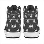 Black Bull Terrier Pattern Print High Top Leather Sneakers
