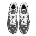 Black Bull Terrier Pattern Print High Top Leather Sneakers