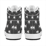 Black Bull Terrier Pattern Print High Top Leather Sneakers