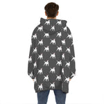 Black Bull Terrier Pattern Print Hoodie Blanket