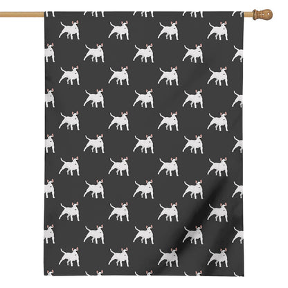 Black Bull Terrier Pattern Print House Flag