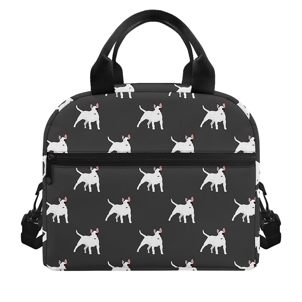 Black Bull Terrier Pattern Print Insulated Lunch Bag
