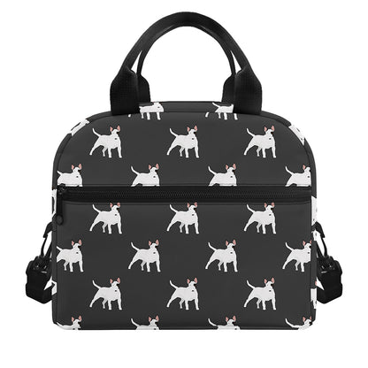 Black Bull Terrier Pattern Print Insulated Lunch Bag