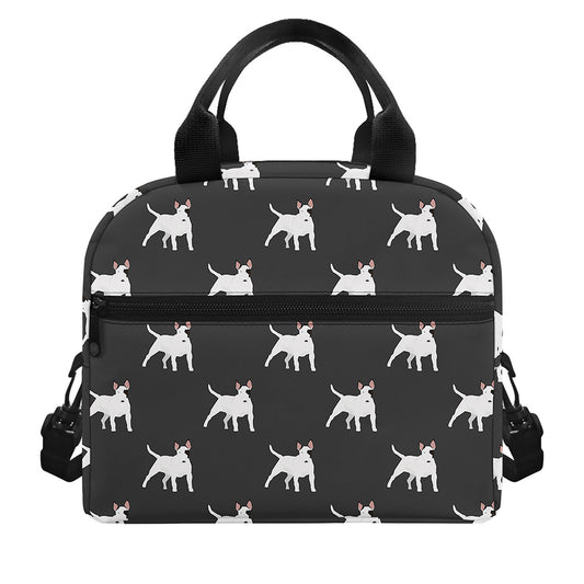 Black Bull Terrier Pattern Print Insulated Lunch Bag
