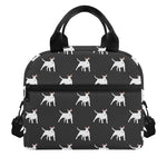 Black Bull Terrier Pattern Print Insulated Lunch Bag