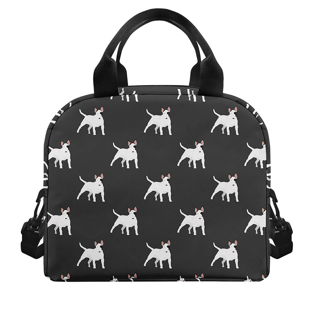 Black Bull Terrier Pattern Print Insulated Lunch Bag