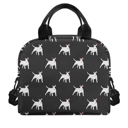 Black Bull Terrier Pattern Print Insulated Lunch Bag