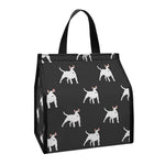 Black Bull Terrier Pattern Print Insulated Lunch Tote