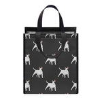 Black Bull Terrier Pattern Print Insulated Lunch Tote