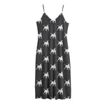 Black Bull Terrier Pattern Print Jersey Midi Cami Dress