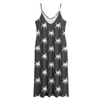 Black Bull Terrier Pattern Print Jersey Midi Cami Dress