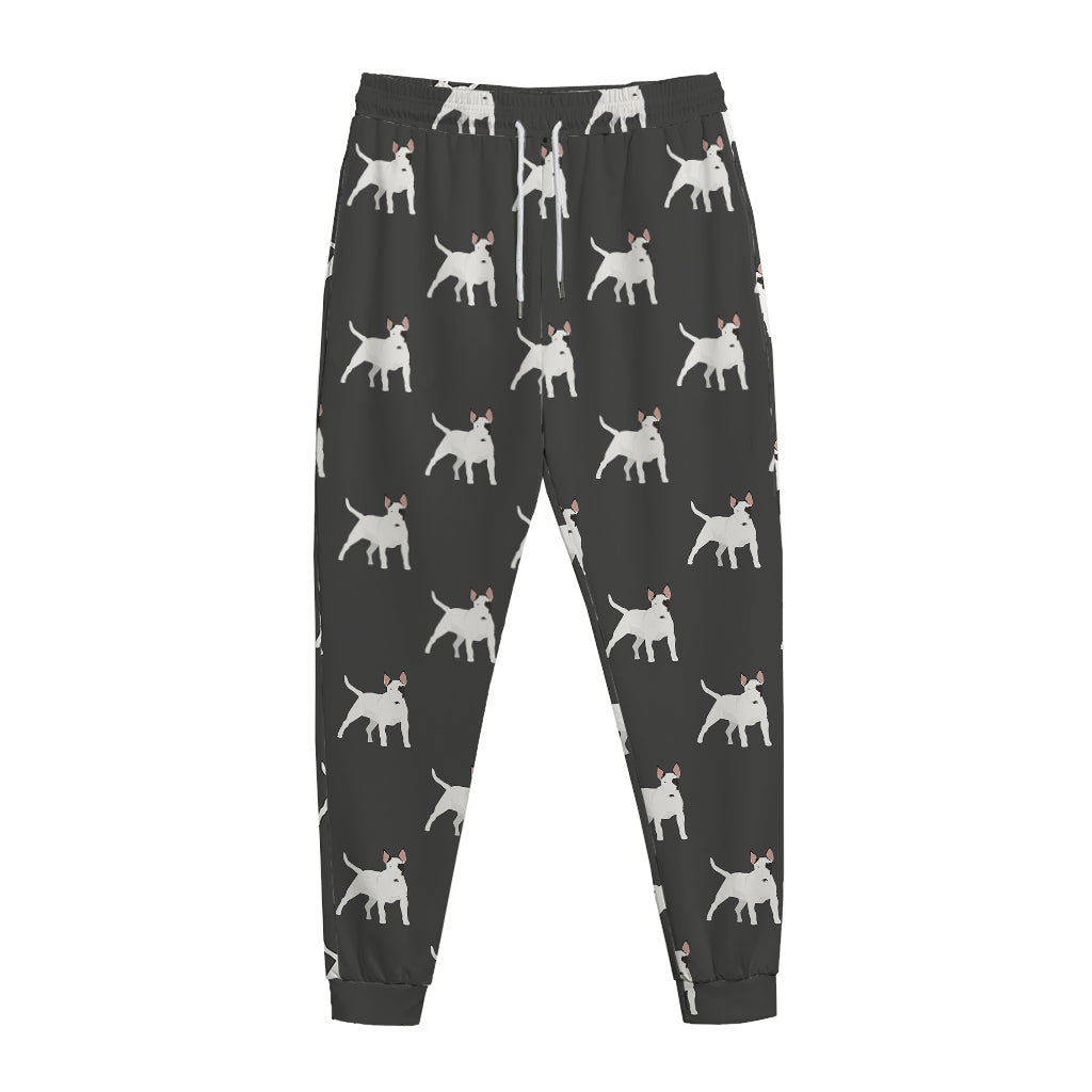 Black Bull Terrier Pattern Print Jogger Pants