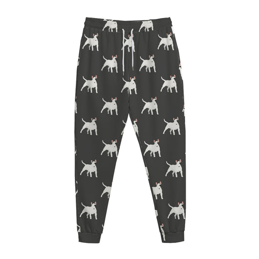 Black Bull Terrier Pattern Print Jogger Pants