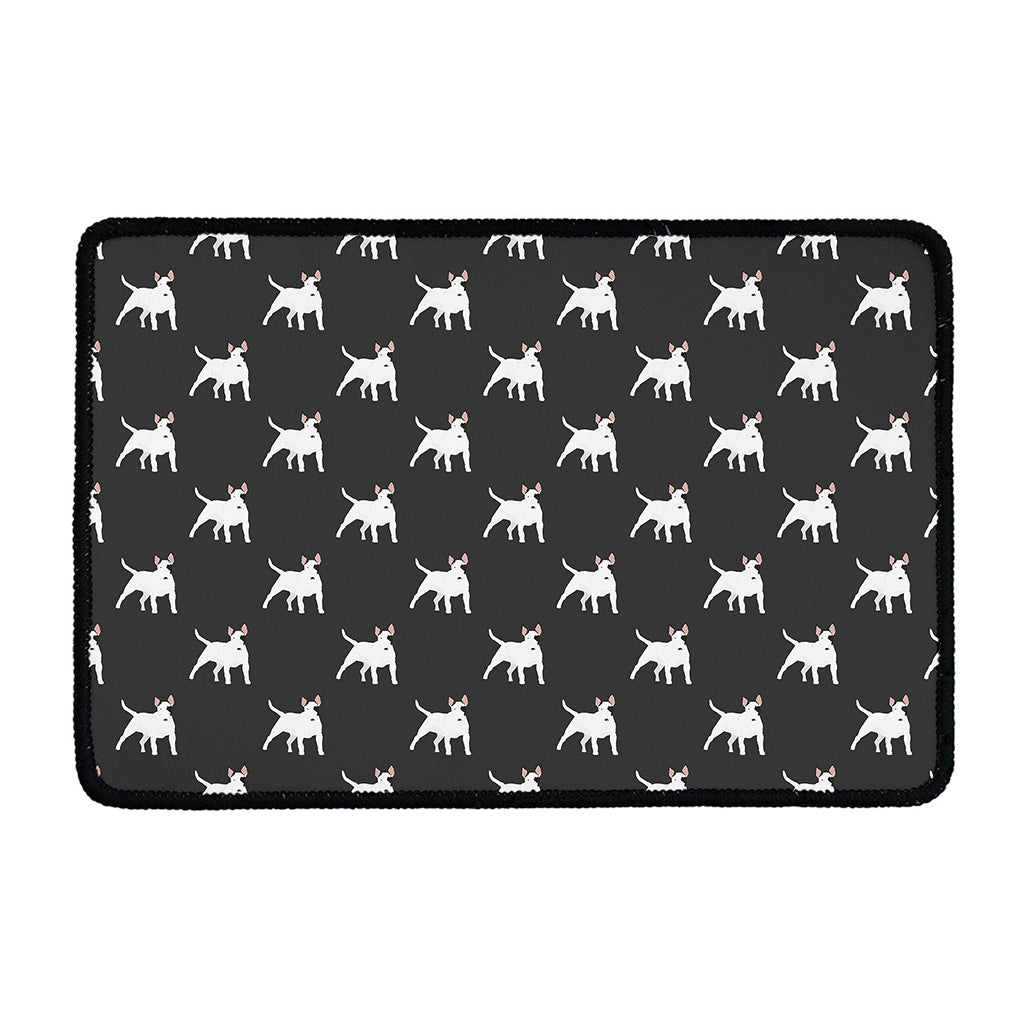 Black Bull Terrier Pattern Print Kitchen Mat