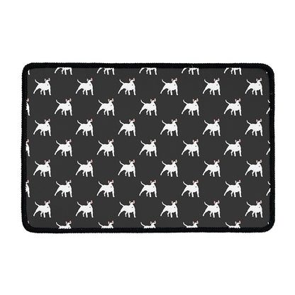 Black Bull Terrier Pattern Print Kitchen Mat