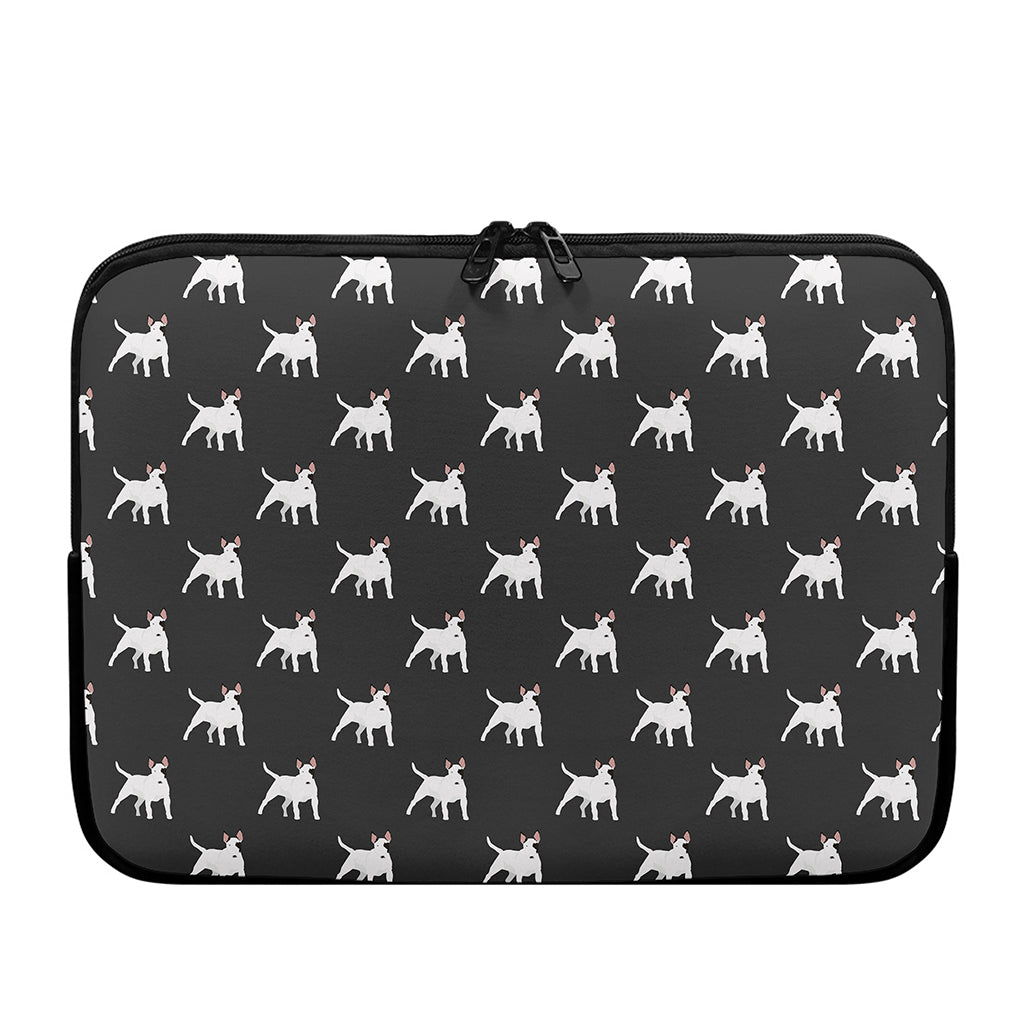 Black Bull Terrier Pattern Print Laptop Sleeve