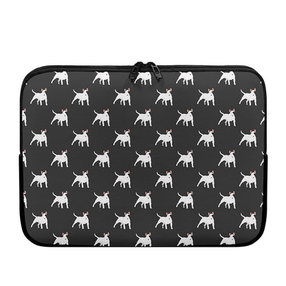 Black Bull Terrier Pattern Print Laptop Sleeve