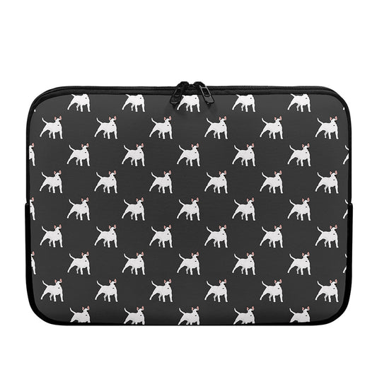 Black Bull Terrier Pattern Print Laptop Sleeve