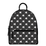 Black Bull Terrier Pattern Print Leather Backpack