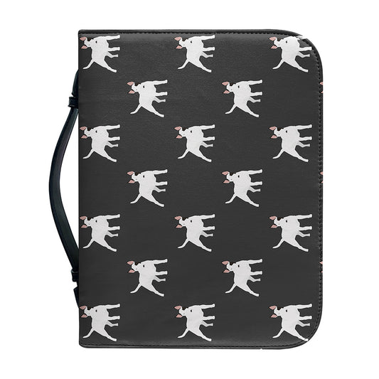 Black Bull Terrier Pattern Print Leather Bible Cover