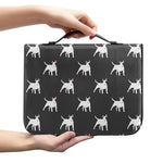 Black Bull Terrier Pattern Print Leather Bible Cover