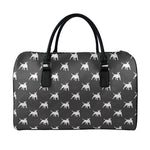 Black Bull Terrier Pattern Print Leather Duffle Bag