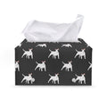 Black Bull Terrier Pattern Print Leather Tissue Box Cover