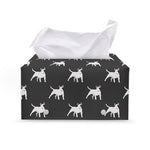 Black Bull Terrier Pattern Print Leather Tissue Box Cover