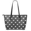 Black Bull Terrier Pattern Print Leather Tote Bag