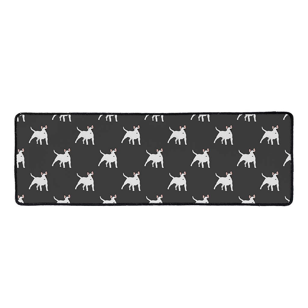 Black Bull Terrier Pattern Print Long Kitchen Mat