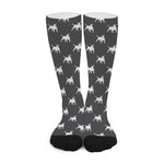 Black Bull Terrier Pattern Print Long Socks