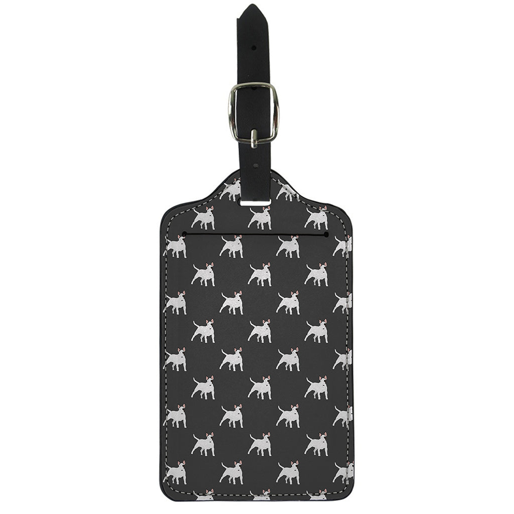 Black Bull Terrier Pattern Print Luggage Tag