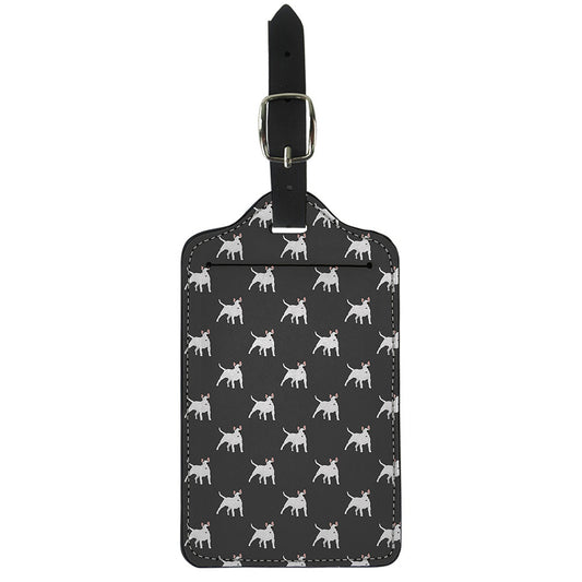 Black Bull Terrier Pattern Print Luggage Tag