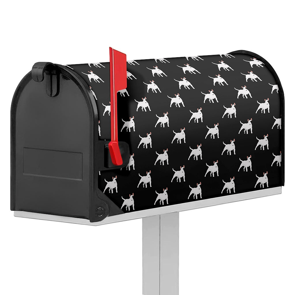 Black Bull Terrier Pattern Print Mailbox Cover