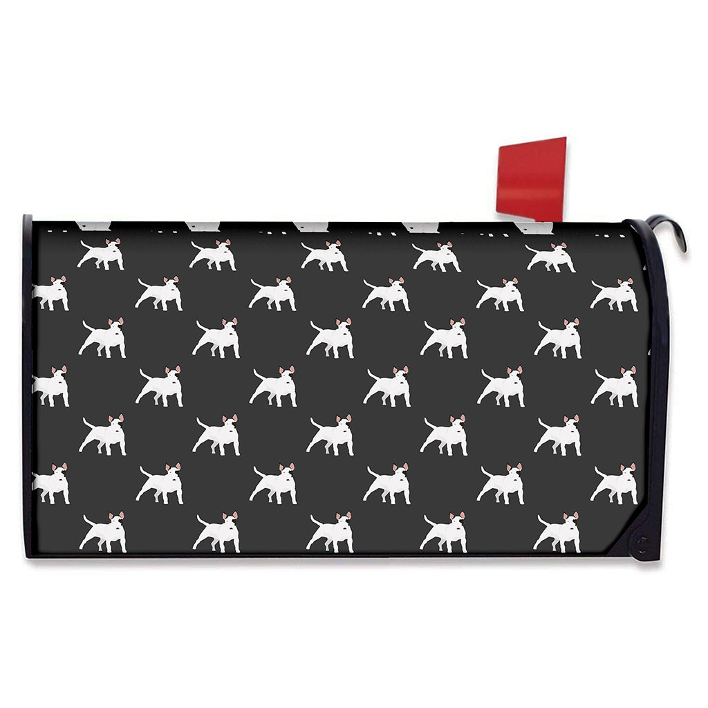 Black Bull Terrier Pattern Print Mailbox Cover