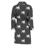 Black Bull Terrier Pattern Print Men's Bathrobe