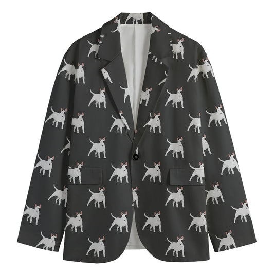 Black Bull Terrier Pattern Print Men's Blazer