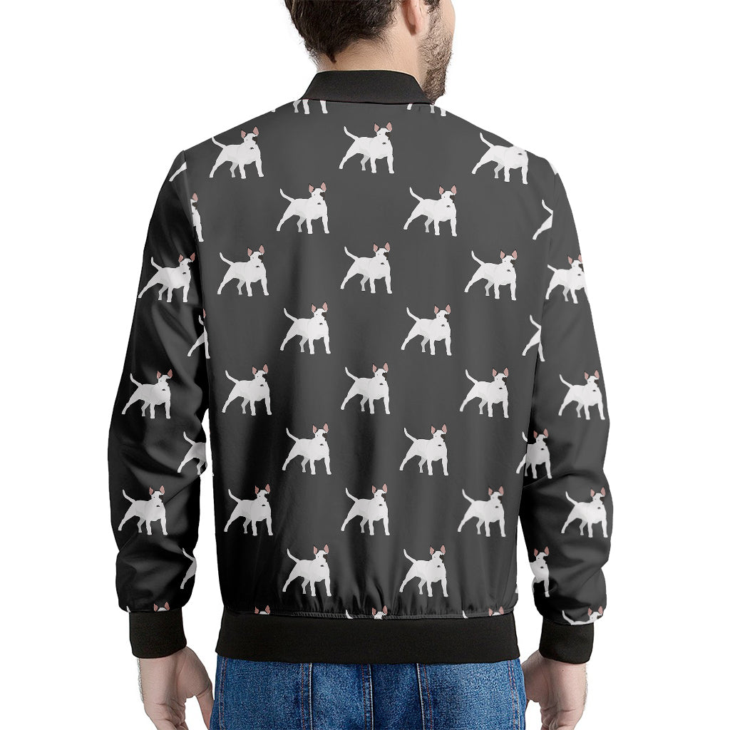 Black Bull Terrier Pattern Print Men's Bomber Jacket
